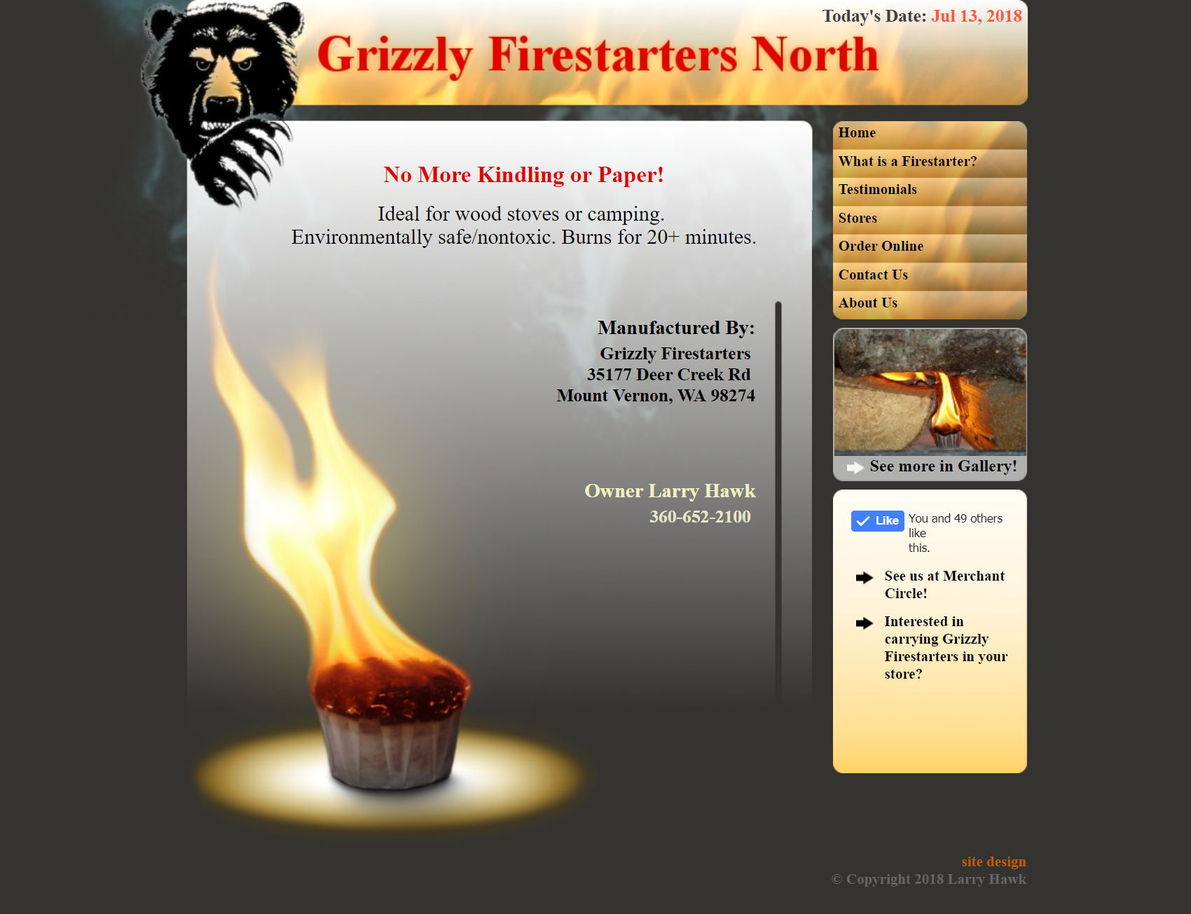 Grizfirestarters site screenshot